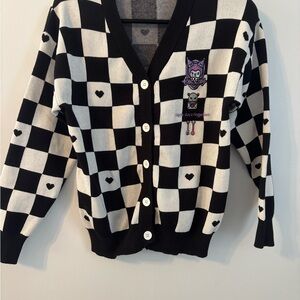 070S Heart Patterned Black and White Women's/ youth hello kitty character Cardi